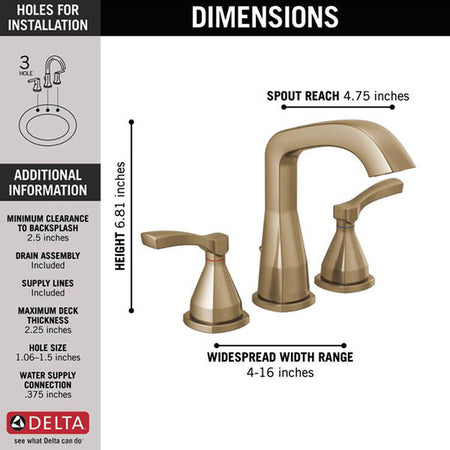 Delta Two-Handle Widespread Bathroom Faucet, Lumicoat® Champagne Bronze 2