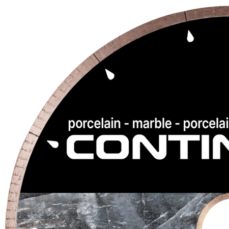 Zenesis™ 4-10 inch continuous rim porcelain diamond blade for dry or wet cutting, designed for precise porcelain tile cutting. 2