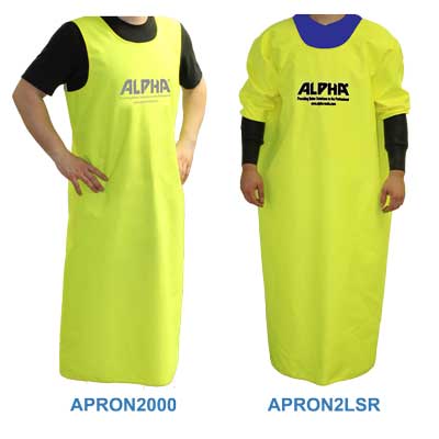 Alpha Waterproof Aprons – Sleeveless X-Large & Long-Sleeved Small 1