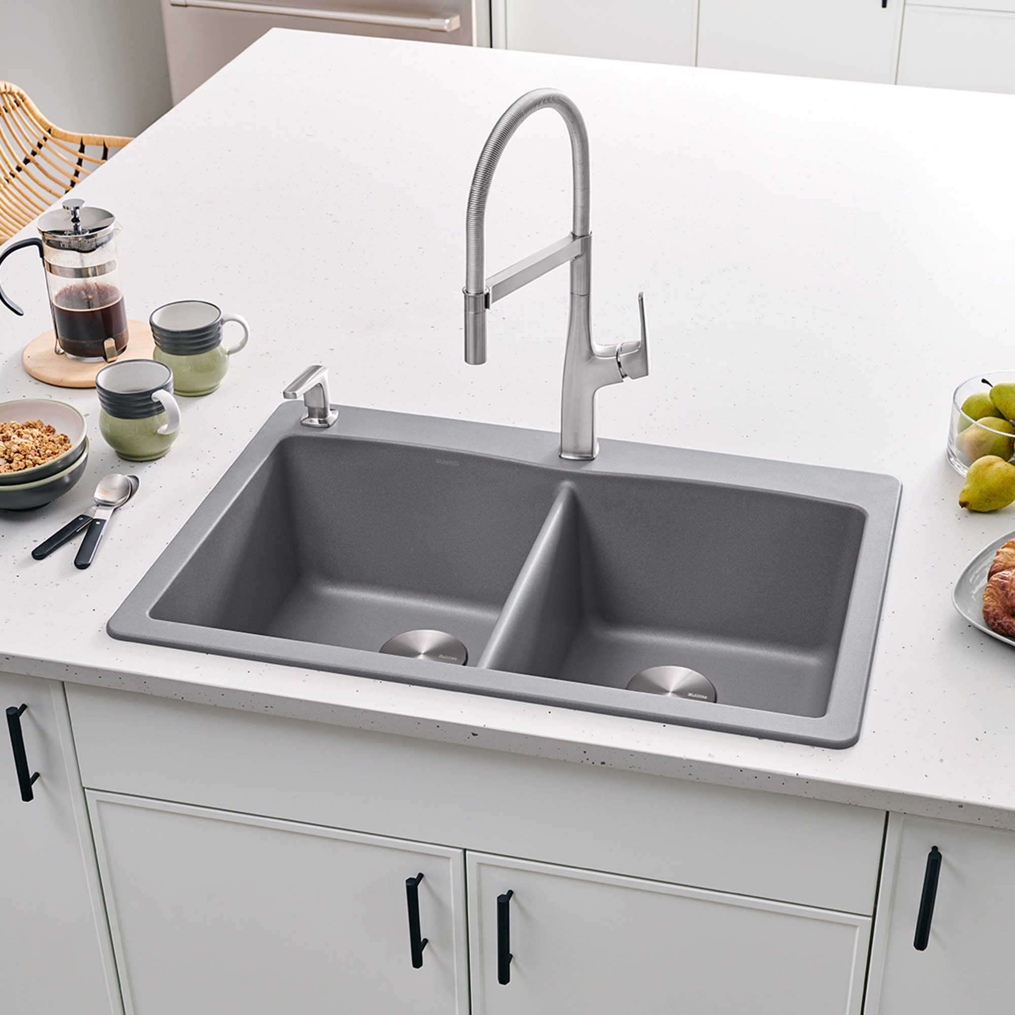 Blanco-White-Diamond Equal Double Dual Mount Blanco 12
