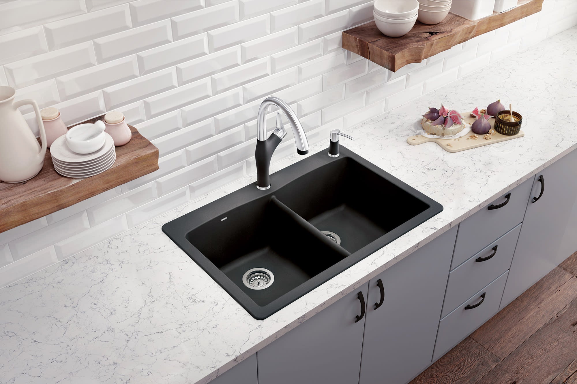 Blanco-White-Diamond Equal Double Dual Mount Blanco 14