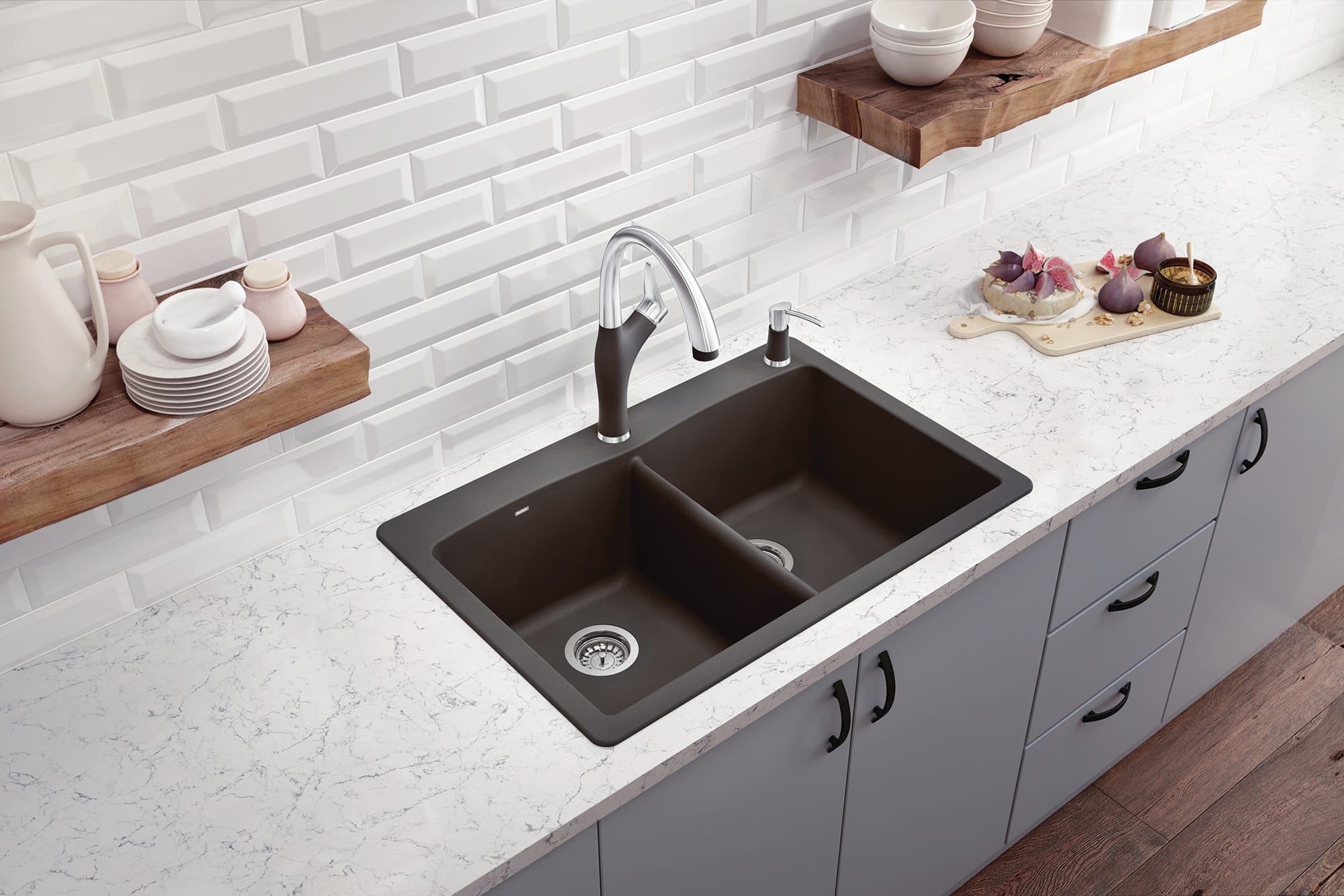 Blanco-White-Diamond Equal Double Dual Mount Blanco 15