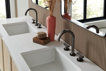 Brizo 65306LF Widespread Lavatory Faucet with Concrete Insert Handle Kit 1