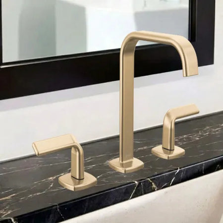 Brizo 65368LF Widespread Lavatory Faucet with Square Spout W/ Twist Lever Handle Kit 1