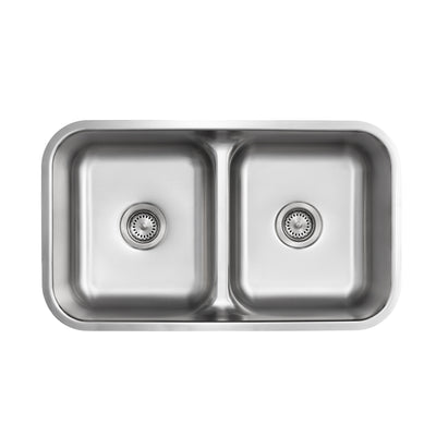Presidential- Adams Premium 18 G UM Equal Double Bowl Kitchen Sink 32.25x18.25x9/9 1