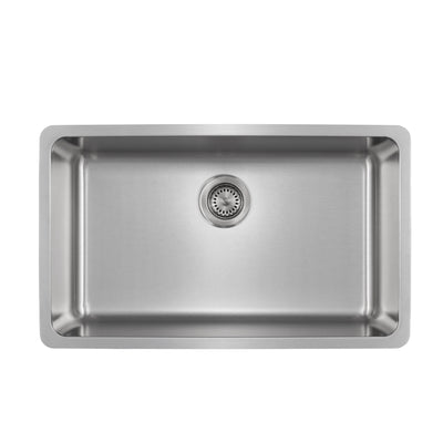 Jade- A 1mber 18 Gauge Single Bowl Undermount Kitchen Sink, Radial Corners, 27x18x9 1