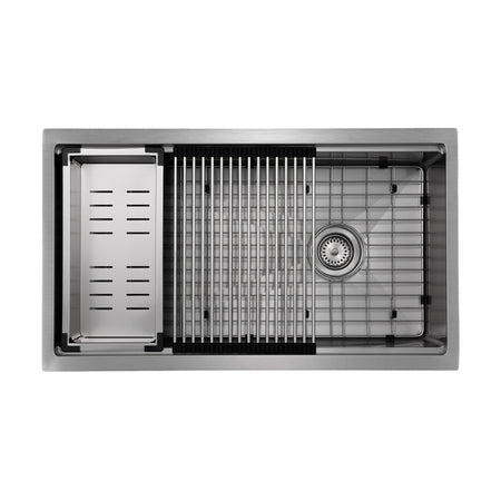 Master Chef - Armada  33" Stainless Steel-Culinary Sink w/offset Drain Antibacterial/cut Resist coated33.5x19.5x10 3