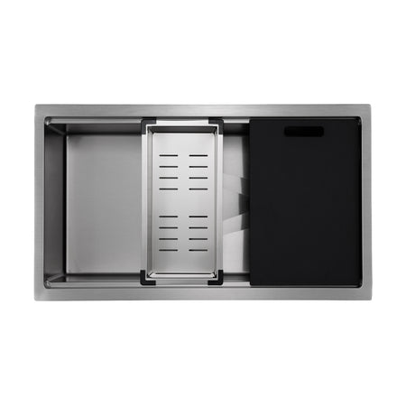 Master Chef - Armada  33" Stainless Steel-Culinary Sink w/offset Drain Antibacterial/cut Resist coated33.5x19.5x10 5