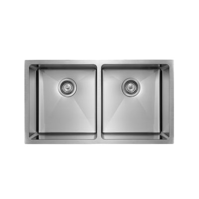 Master Chef - Bordeaux Radial  Culinary Style Stainless Steel Kitchen Sink Double/Equal Bowl UM RADIAL CORNERS 1