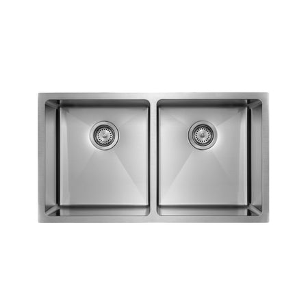 Master Chef - Bordeaux Radial  Culinary Style Stainless Steel Kitchen Sink Double/Equal Bowl UM RADIAL CORNERS 1