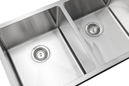 Master Chef - Bordeaux Radial  Culinary Style Stainless Steel Kitchen Sink Double/Equal Bowl UM RADIAL CORNERS 3