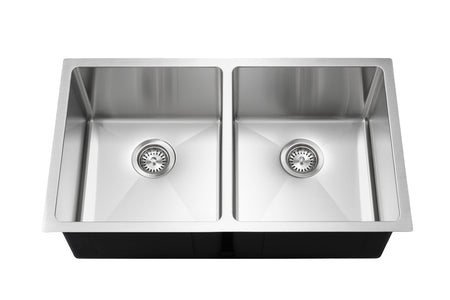 Master Chef - Bordeaux Radial  Culinary Style Stainless Steel Kitchen Sink Double/Equal Bowl UM RADIAL CORNERS 4