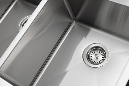 Master Chef - Bordeaux Radial  Culinary Style Stainless Steel Kitchen Sink Double/Equal Bowl UM RADIAL CORNERS 6