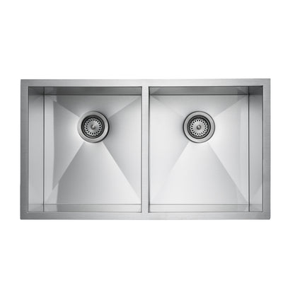 Master Chef - Bordeaux  Stainless Steel Professional Culinary Sink 15G Equal Double Bowl UM 15 G 32x18x10 1