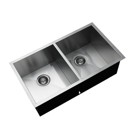 Master Chef - Bordeaux  Stainless Steel Professional Culinary Sink 15G Equal Double Bowl UM 15 G 32x18x10 2