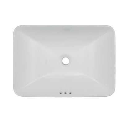Oasis- Libra Rectangle Semi-recessed vessel w/deep basin &round edges Drop-in/vessel 22-5/8'x6-7/8'x16-1/8'White 1