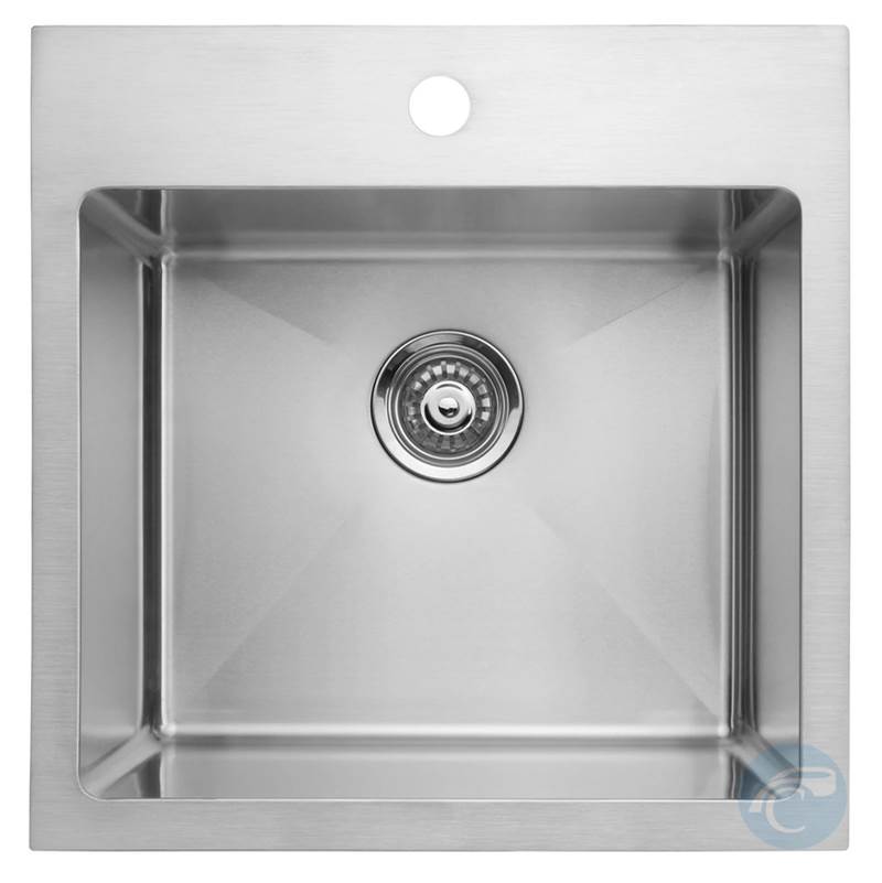 Master Chef - Lorient Radial Stainless Steel Professional Culinary Self-Rimming Single Bowl TopMount Utility Sink20x20x10