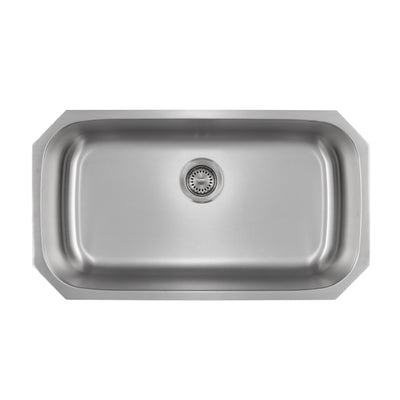 Liberty- Miami 18 Gauge Single Bowl Undermount Kitchen Sink, Radial Corners, 32x18x9 1