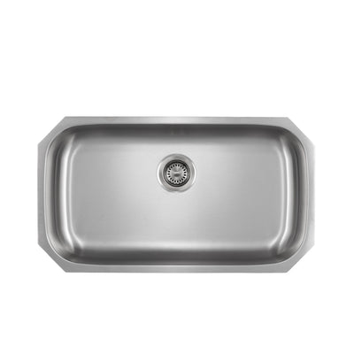 Liberty- Miami ADA 18 Gauge Single Bowl Undermount Kitchen Sink ADA, Radial Corners, 32x18x6 1