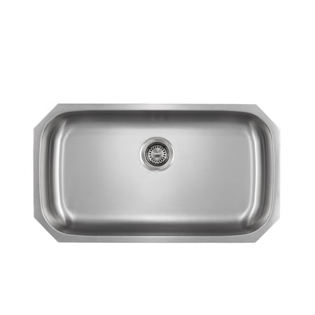Liberty- Miami ADA 18 Gauge Single Bowl Undermount Kitchen Sink ADA, Radial Corners, 32x18x6 1