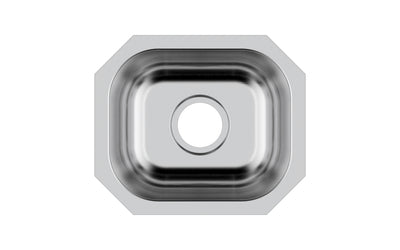 Liberty- Omaha 18 Gauge Single Bowl Undermount Bar Sink, 15x12x9