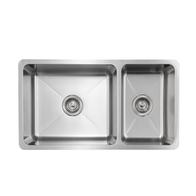 Jade- Onyx 18 Gauge 6040 Reversible Undermount Kitchen Sink, Radial Corners, 32x18x9/7 1