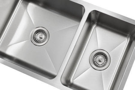 Jade- Onyx 18 Gauge 6040 Reversible Undermount Kitchen Sink, Radial Corners, 32x18x9/7 3