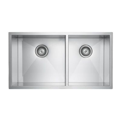 MasterChef - Orleans Premium 15 G Offset 60/40 Stainless Steel Kitchen Sink 33x18x10 SQUARE NONRADIAL CORNERS 1