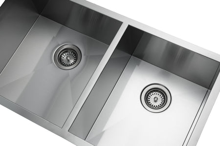 MasterChef - Orleans Premium 15 G Offset 60/40 Stainless Steel Kitchen Sink 33x18x10 SQUARE NONRADIAL CORNERS 2