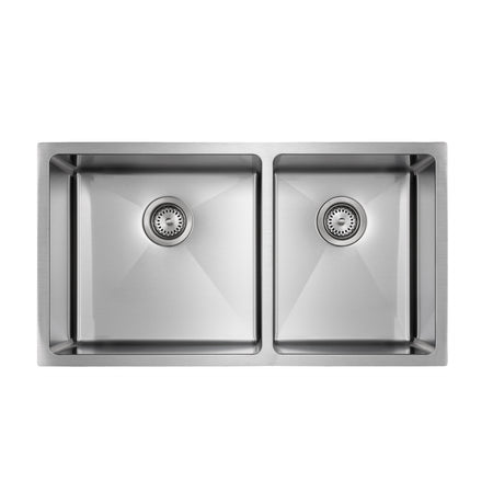 Master Chef- Orleans Premium 15 G RADIAL CORNERS Offset Stainless Steel Kitchen Sink 33x18x10 1