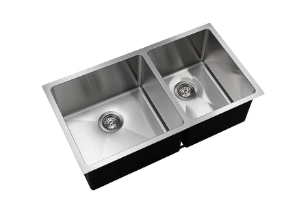 Master Chef- Orleans Premium 15 G RADIAL CORNERS Offset Stainless Steel Kitchen Sink 33x18x10 2