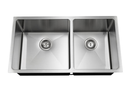 Master Chef- Orleans Premium 15 G RADIAL CORNERS Offset Stainless Steel Kitchen Sink 33x18x10 4