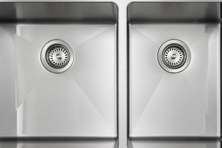 Master Chef- Orleans Premium 15 G RADIAL CORNERS Offset Stainless Steel Kitchen Sink 33x18x10 5