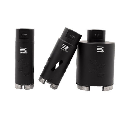 Zenesis Black Core Bit in 1-3/8 to 3-inch size, durable drill bit for core drilling applications. 4