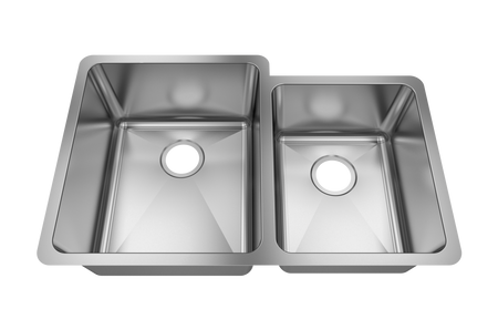 Jade-Sapphire 18 Gauge 6040 Offset Undermount Kitchen Sink, Radial Corners, 32x20.5x9/7 1
