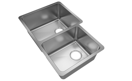 Jade-Sapphire 18 Gauge 6040 Offset Undermount Kitchen Sink, Radial Corners, 32x20.5x9/7 2