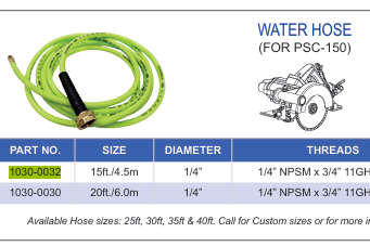 Alpha Tools 20' Water Hose for PSC-150