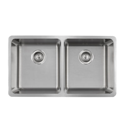 Jade-Topaz 18 Gauge 5050 Undermount Kitchen Sink, Radial Corners, 32x18x9/9 1