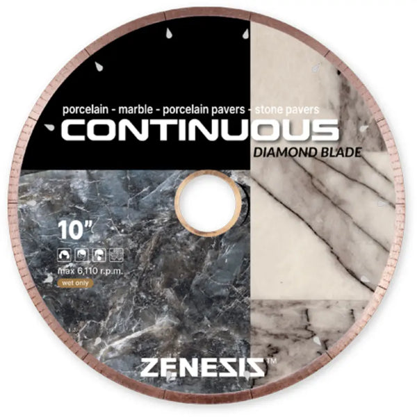 Zenesis™ Continuous Rim Porcelain Blade – 4" to 10" Ultra-Smooth Cutting Diamond Blade Zenesis