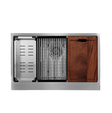 Master Chef-Verona Curved Retro 36 Single Bowl Curved 6" RETRO Apron Workstation Sink, 36x22x10 1