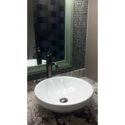 Oasis- Crater Drop-in Round Self Rimming Vessel Vitreous China Sink in white 17.5 Diameter by 6 deep Oasis