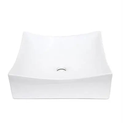 Oasis- Auriga Small Modern Square Vessel China Sink Small (White) 16x16.5x5 Oasis