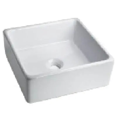 Oasis- Utopia-WH WhitePorcelain Vessel Square Sink 15x15x5 Oasis