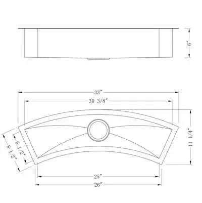 Master Chef - Caen Curved Trough Sink 32 inches Master Chef