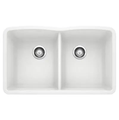 Blanco-White-Diamond Equal Double Bowl Blanco 1