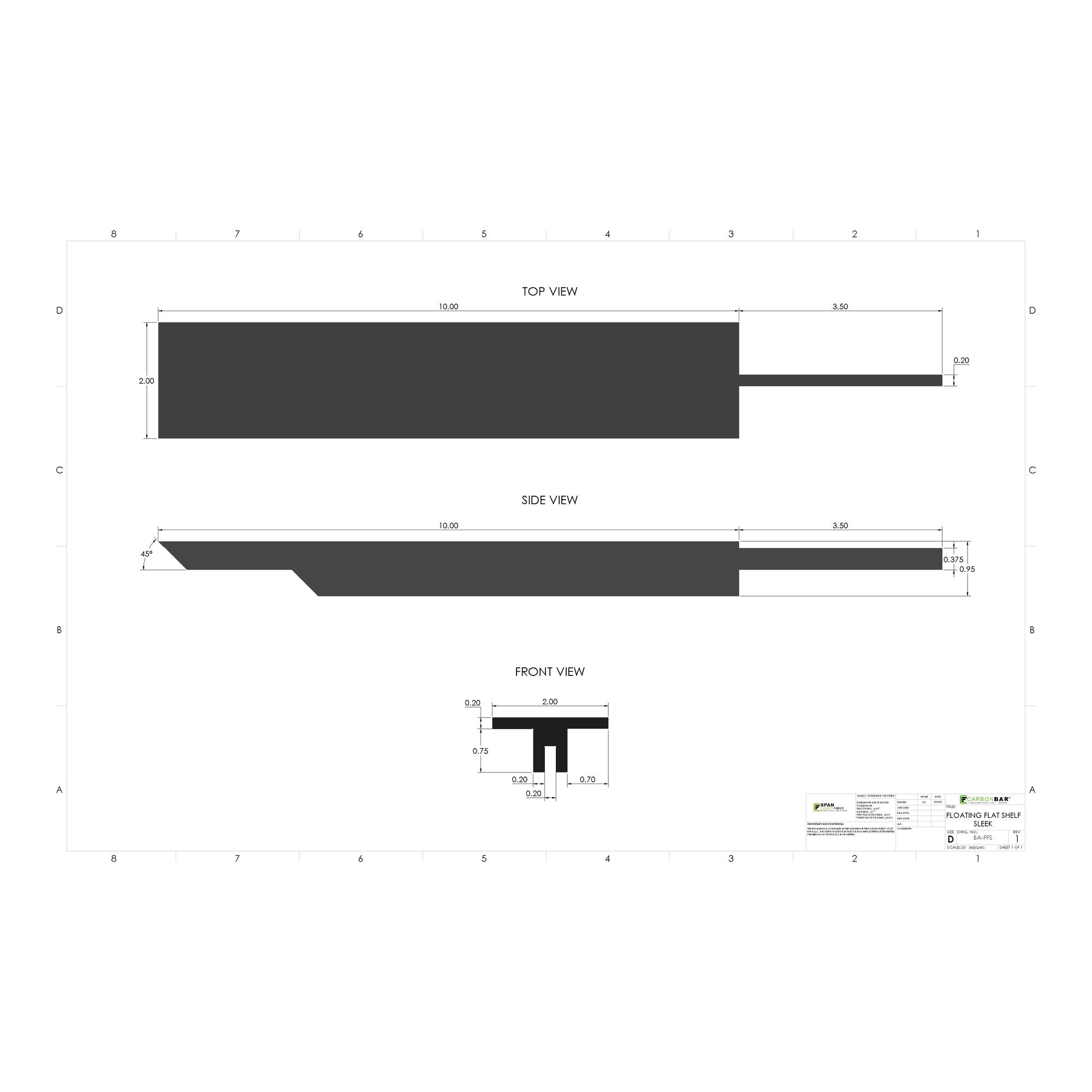 Floating Flat Shelf - Sleek (2 Pack) 3