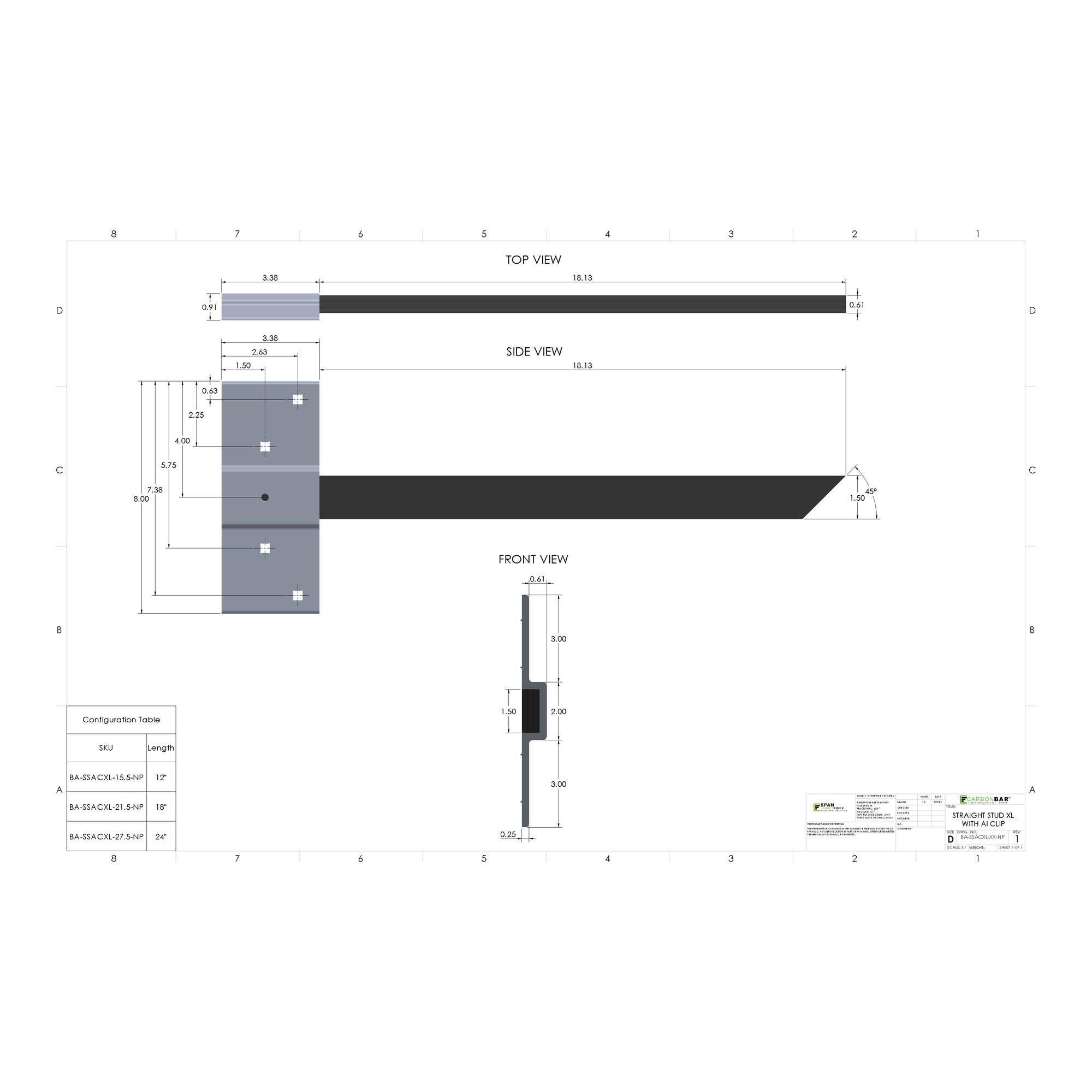 XL Straight Stud w/ Aluminum Clip 3