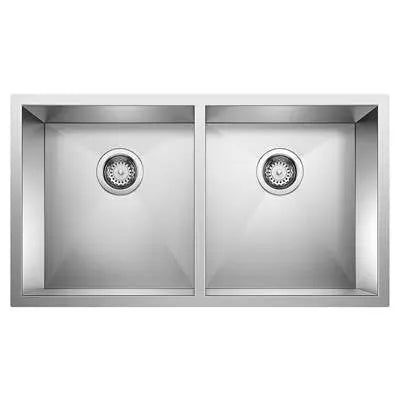 Blanco-Precision 16" R0 Medium Equal Double Bowl Blanco