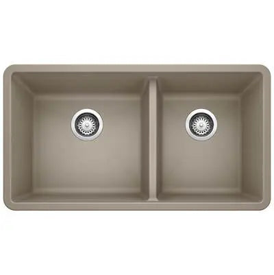 White Blanco Precis 1-3/4 bowl kitchen sink with smooth surface and modern design, suitable for contemporary kitchens.
