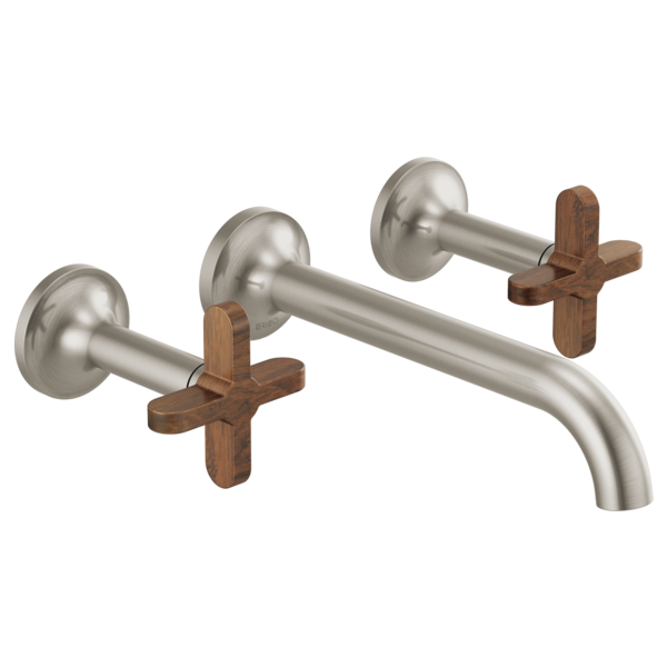 Brizo Two-Handle Wall Mount Lavatory Faucet W/ Wooden Cross Handles and Wall Mount 1